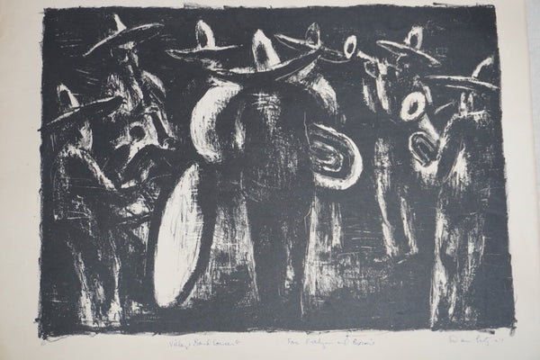 Dan Lutz, Village Band Concert, Lithograph c.1957 AP1942