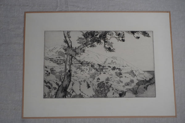 Charles B. Keller, A Village in Andalusia, Etching AP1944