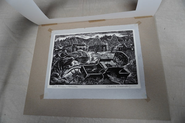Charles Surendorf (1906-1979) Old Buggy, Columbia - Linocut  AP1949