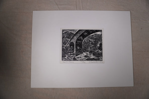 Charles Surendorf (1906-1979) -Parrott's Ferry  - Linocut AP1950