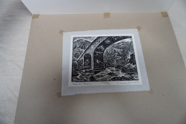 Charles Surendorf (1906-1979) -Parrott's Ferry  - Linocut AP1950