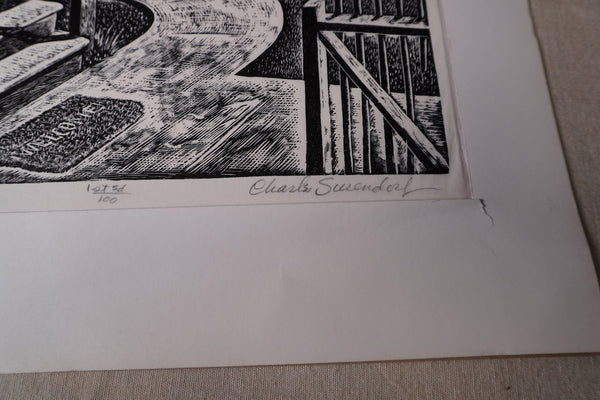 Charles Surendorf (1906-1979) Front Yard, Columbia - Linocut AP1952