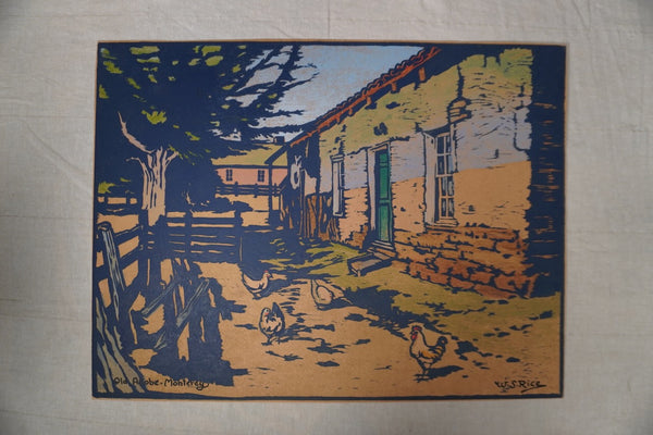 William Seltzer Rice - Old Adobe, Monterey - Color Block Print AP1953