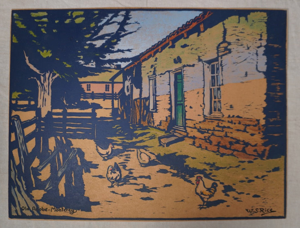 William Seltzer Rice - Old Adobe, Monterey - Color Block Print AP1953