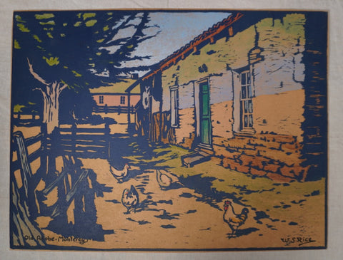 William Seltzer Rice - Old Adobe, Monterey - Color Block Print AP1953