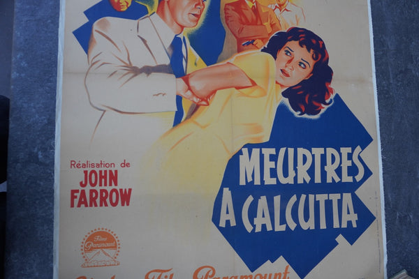 Meurtres à Calcutta Original 1947 Movie Poster French Release of Alan Ladd and Gail Russell in Calcutta AP1976