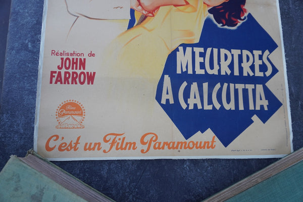 Meurtres à Calcutta Original 1947 Movie Poster French Release of Alan Ladd and Gail Russell in Calcutta AP1976