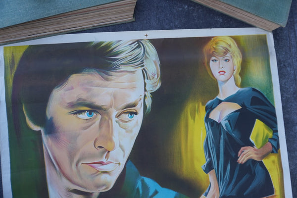 Je T'Aime Nathalie Original Alain Delon Film Poster Spanish Release of Doucement Les Basses 1971 AP1983