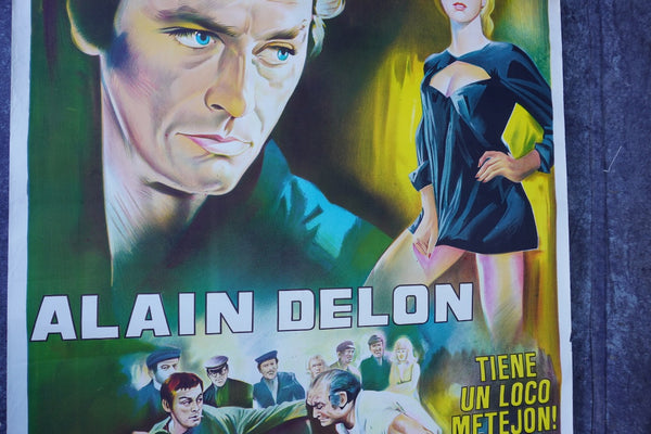 Je T'Aime Nathalie Original Alain Delon Film Poster Spanish Release of Doucement Les Basses 1971 AP1983