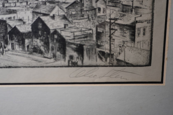 Alec Stern (1904-1994)  Wartime in San Francisco - Etching 1943 - Signed AP1993
