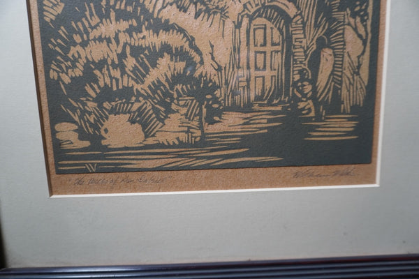 William Hancock Wilke - The Bells of San Gabriel - Block Print 1920s AP1994