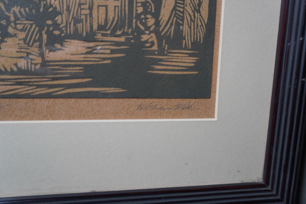 William Hancock Wilke - The Bells of San Gabriel - Block Print 1920s AP1994