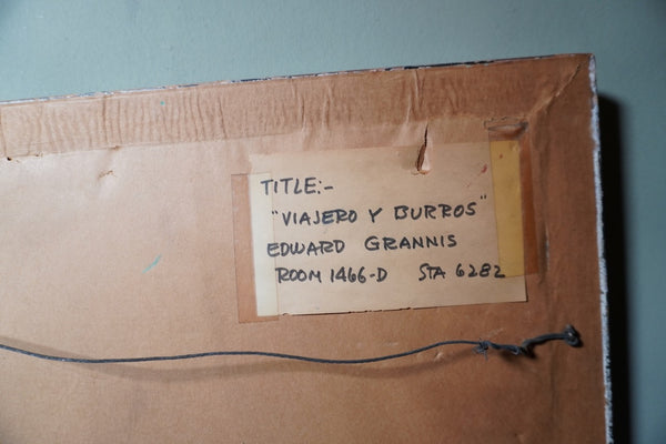 Edward Grannis, Original Ink Drawing, Viajero Y Burros c.1930s AP1998