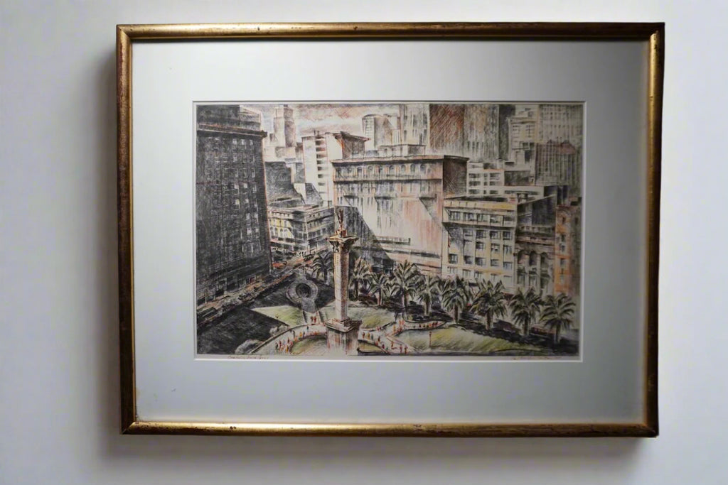 Carl Westdahl Heilborn, Pre War Illustration of Union Square, San Francisco AP1999
