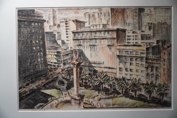 Carl Westdahl Heilborn, Pre War Illustration of Union Square, San Francisco AP1999