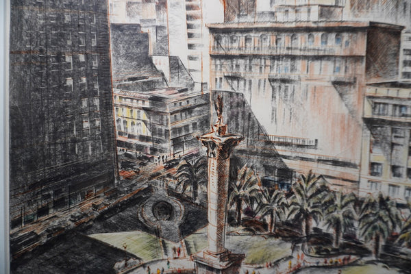 Carl Westdahl Heilborn, Pre War Illustration of Union Square, San Francisco AP1999