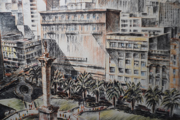 Carl Westdahl Heilborn, Pre War Illustration of Union Square, San Francisco AP1999