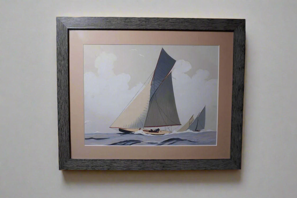 Leon Haffner Gouache Style, Horizontal Sailboat Portrait AP2004