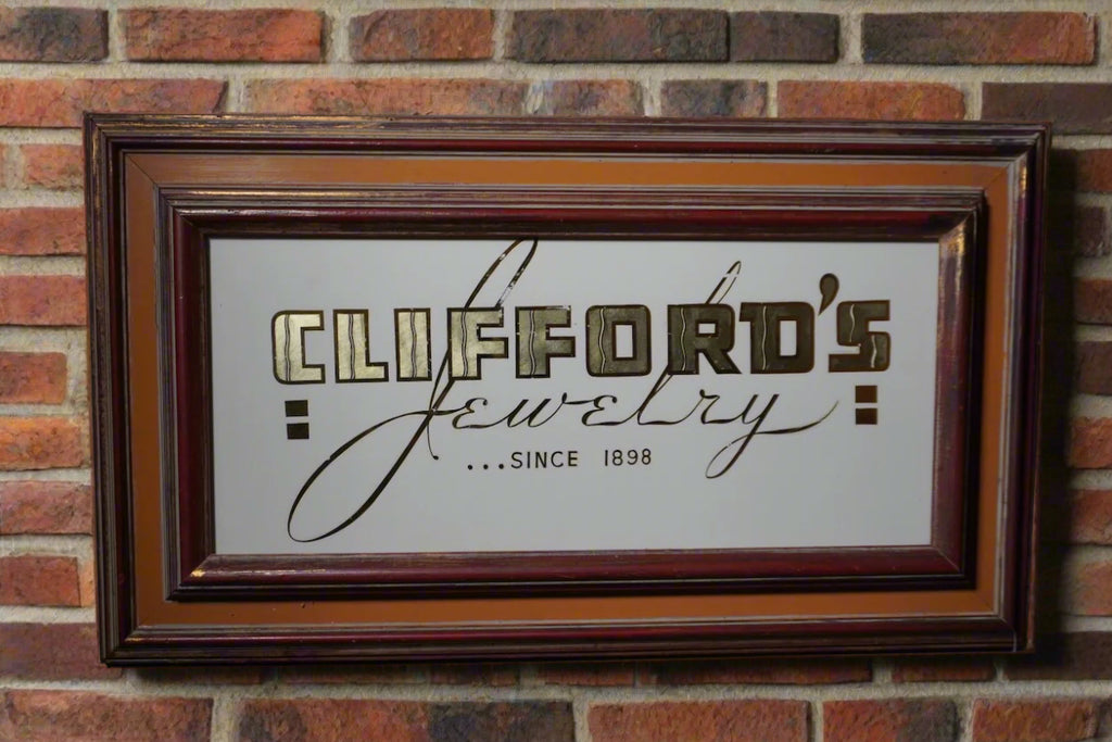 Original Glass and Gold-Leaf Sign, Clifford's Jewelry c.1950s AP2008