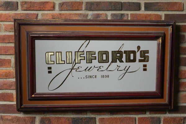 Original Glass and Gold-Leaf Sign, Clifford's Jewelry c.1950s AP2008