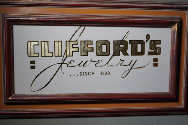Original Glass and Gold-Leaf Sign, Clifford's Jewelry c.1950s AP2008