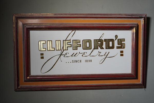 Original Glass and Gold-Leaf Sign, Clifford's Jewelry c.1950s AP2008