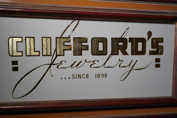 Original Glass and Gold-Leaf Sign, Clifford's Jewelry c.1950s AP2008
