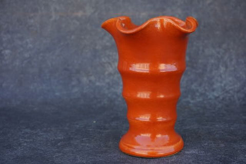 Matt Carlton Ruffle Vase in Orange B3251