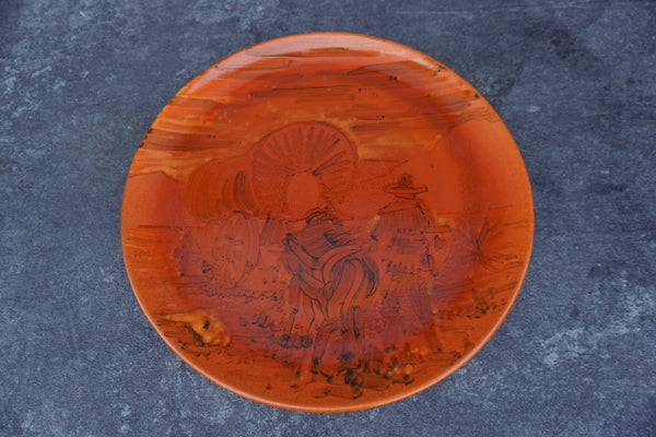 Catalina Island Pottery - Bud Upton Wagon Train Scene Plate C681