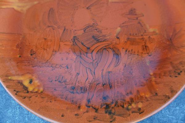 Catalina Island Pottery - Bud Upton Wagon Train Scene Plate C681