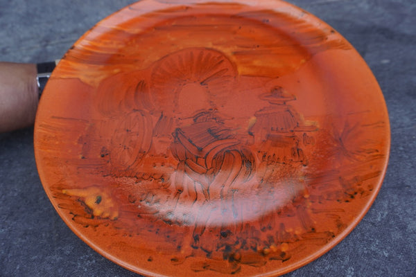 Catalina Island Pottery - Bud Upton Wagon Train Scene Plate C681