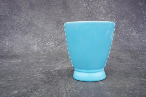 Catalina Island Pottery Sawtooth Vase In Turquoise C686