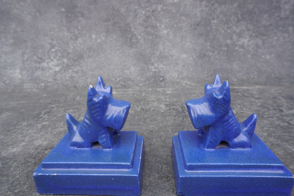 Tudor Pottery Scotty Dog Bookends in Blue CA2559
