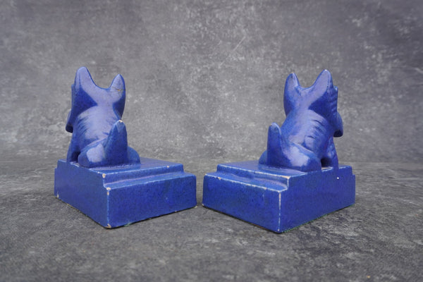 Tudor Pottery Scotty Dog Bookends in Blue CA2559