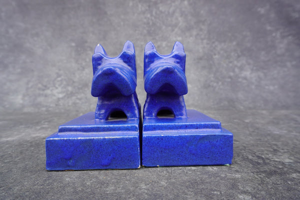 Tudor Pottery Scotty Dog Bookends in Blue CA2559