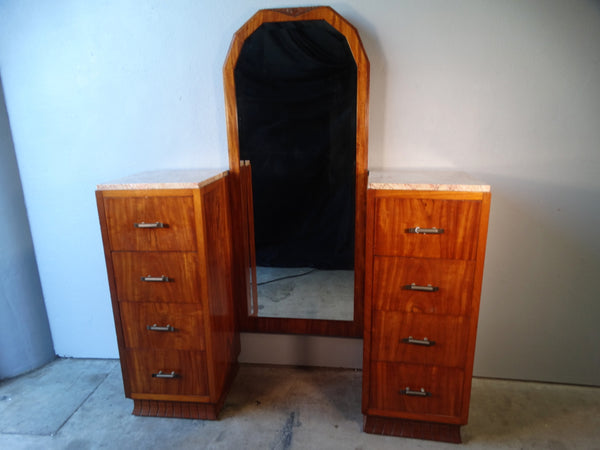 Art Deco Marble-Topped Full Length Mirrored Dressing Table, or Dressing Mirror F2429