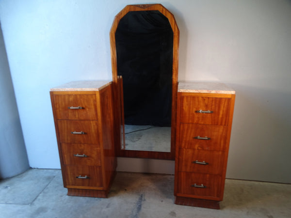 Art Deco Marble-Topped Full Length Mirrored Dressing Table, or Dressing Mirror F2429