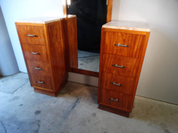Art Deco Marble-Topped Full Length Mirrored Dressing Table, or Dressing Mirror F2429