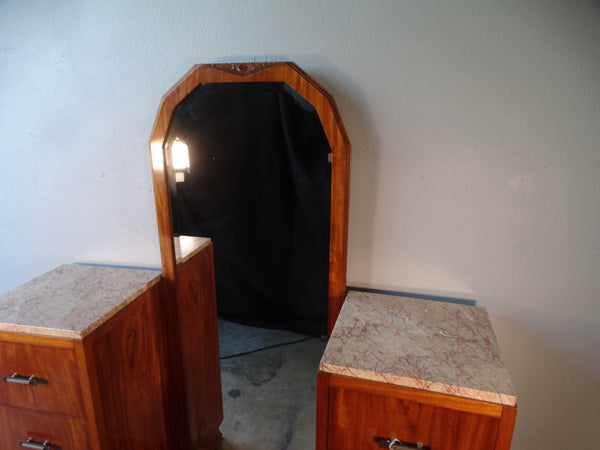 Art Deco Marble-Topped Full Length Mirrored Dressing Table, or Dressing Mirror F2429