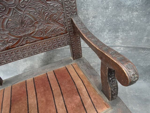 19th Century Outlaw Cowboy Throne in Hand-Tooled Buffalo Hide c.1870 F2438