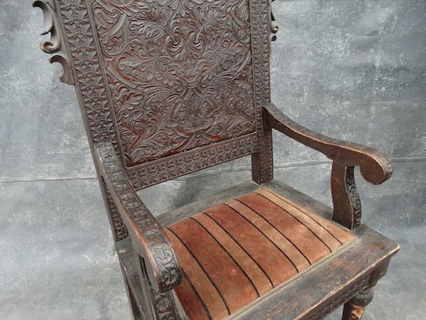 19th Century Outlaw Cowboy Throne in Hand-Tooled Buffalo Hide c.1870 F2438