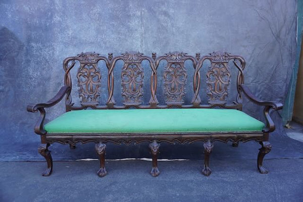Mexican Colonial Chippendale Settee c 1890 F2491