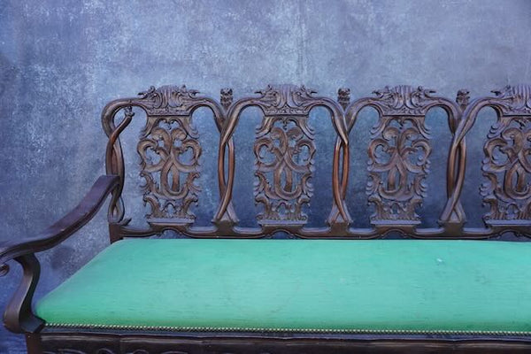 Mexican Colonial Chippendale Settee c 1890 F2491