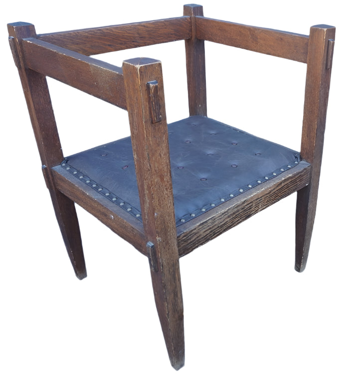 Arts & Crafts Mission Cube Chair In Fumed Oak F2537