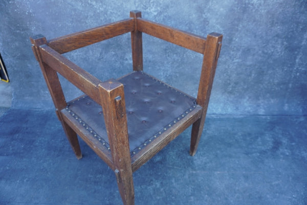 Arts & Crafts Mission Cube Chair In Fumed Oak F2537