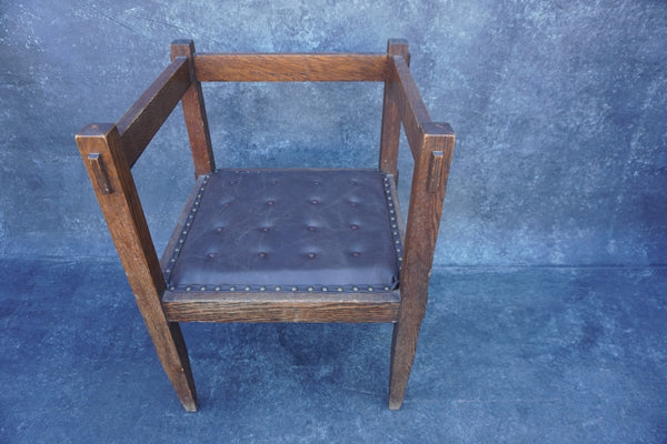 Arts & Crafts Mission Cube Chair In Fumed Oak F2537
