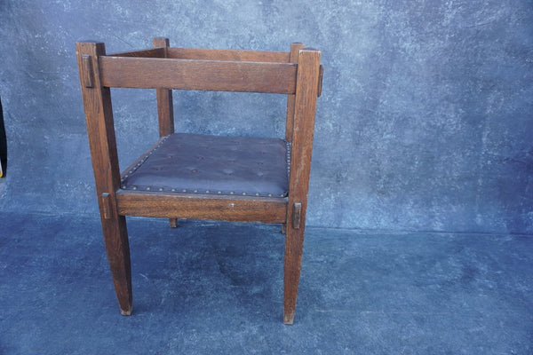 Arts & Crafts Mission Cube Chair In Fumed Oak F2537