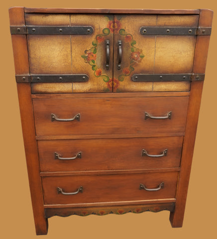 Monterey Gentleman's Dresser in Smoky Maple w Floral Decoration F2557