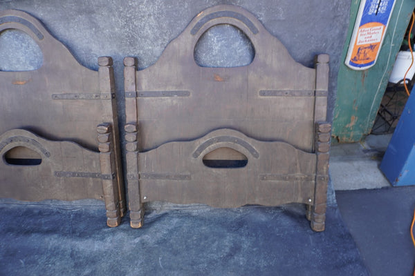 Pair of Monterey Old Wood Classic Twin Beds F2619