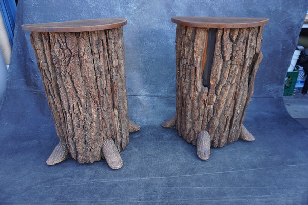 Pair of Tall Rustic Tree Stump Bars circa 1920s F2657